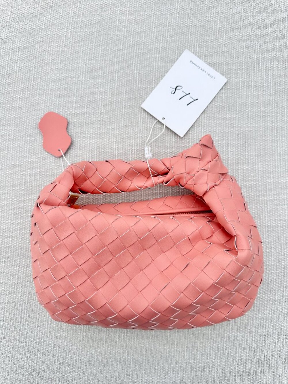 *NWT* Looks Like Summer Purse Cocoon Bag Shoulder Basket Weave Coral